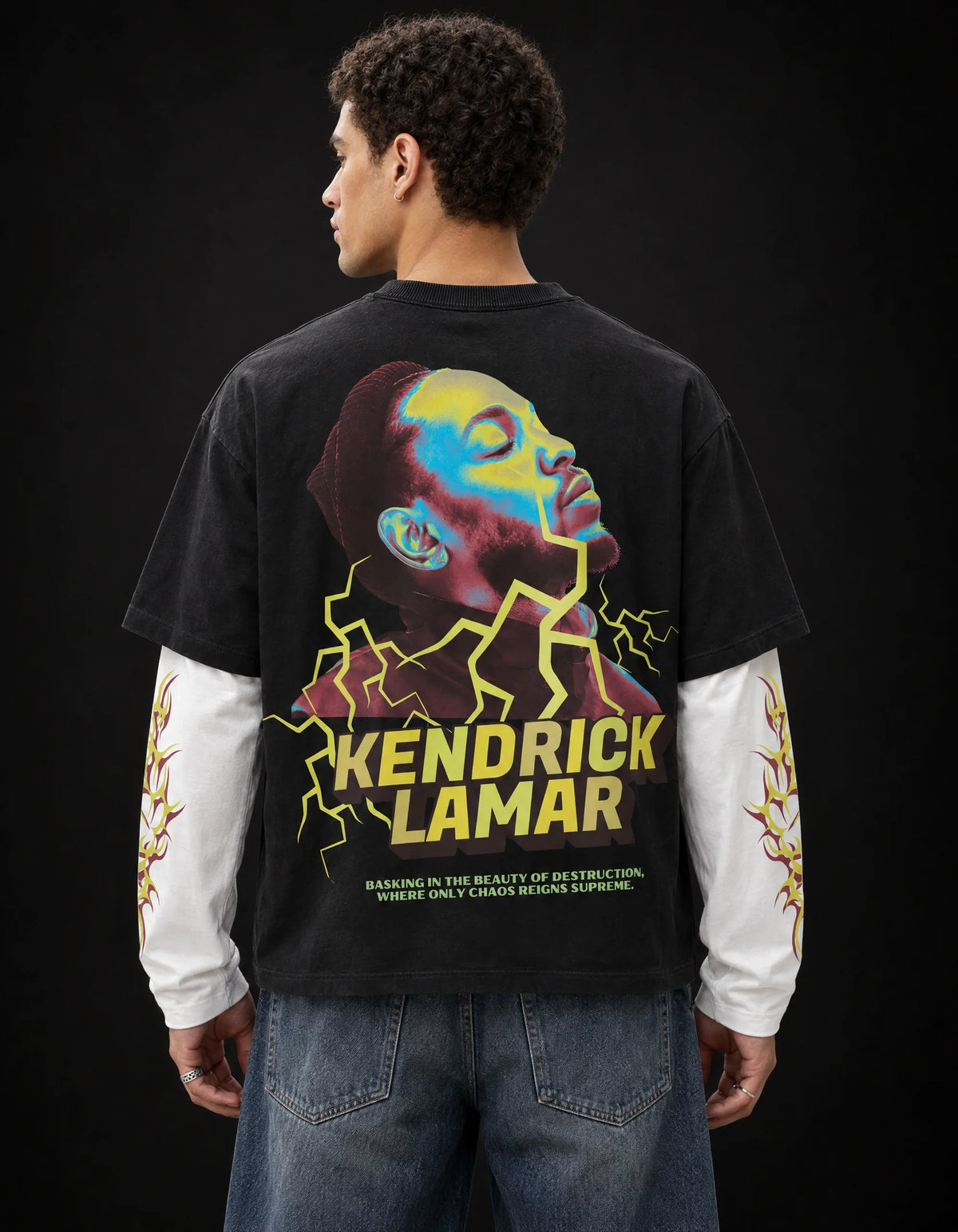 Kendrick 02 Designed Oversized Long Sleeve Tee — back view