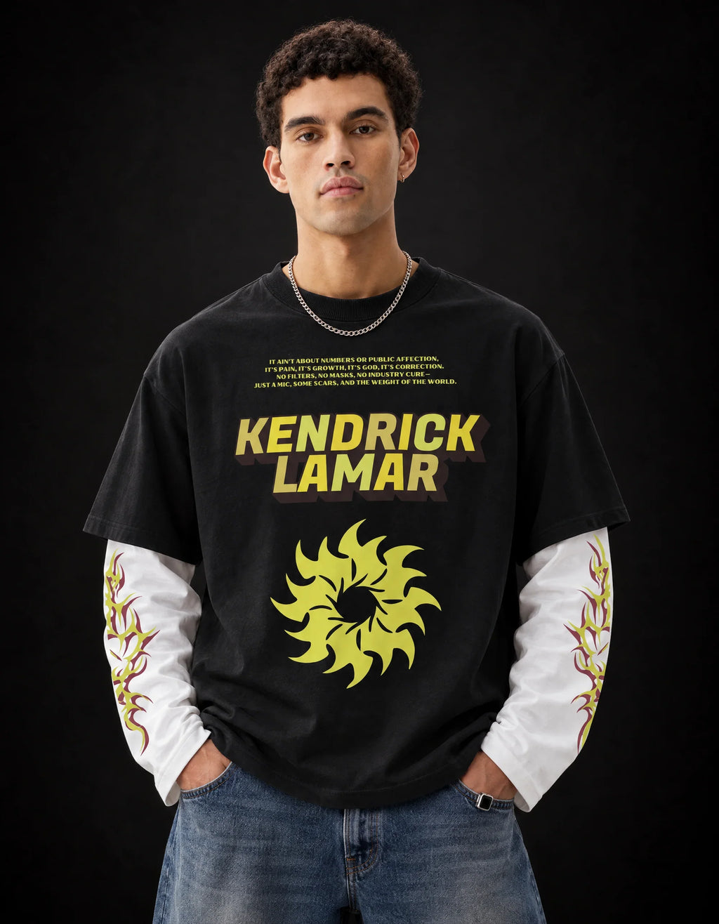 Kendrick 02 Designed Oversized Long Sleeve Tee — front view