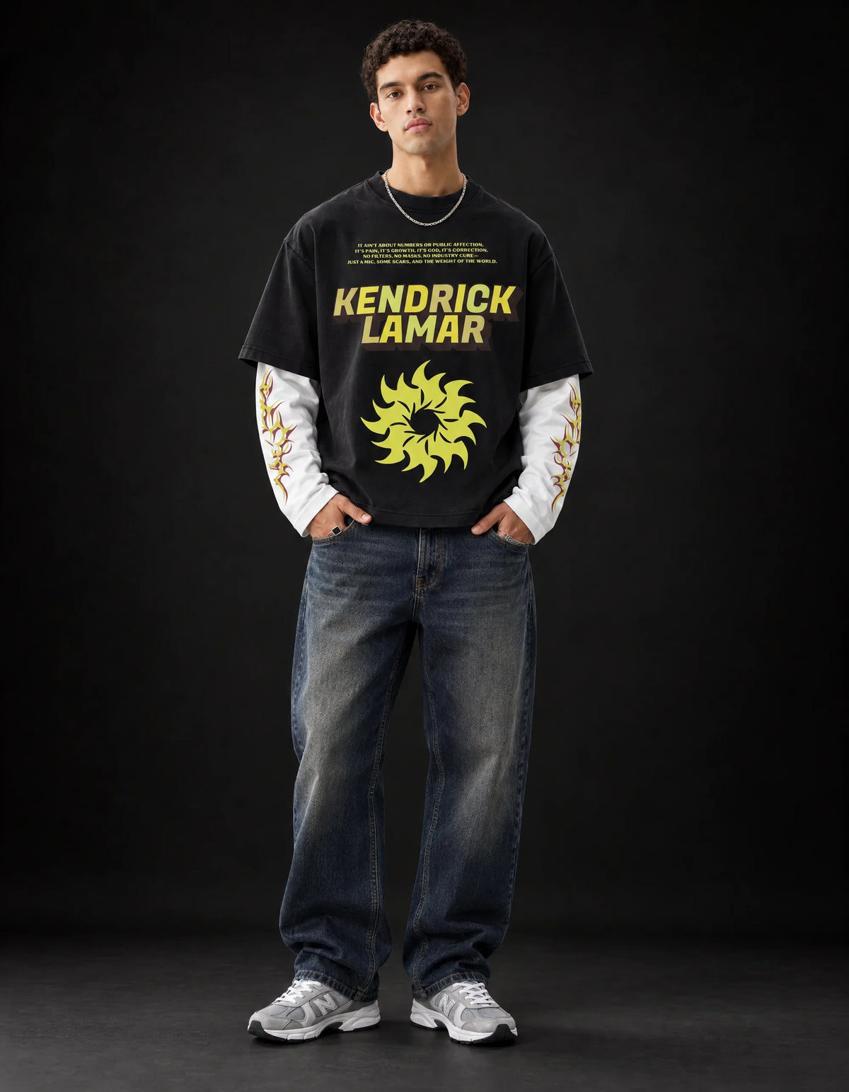 Kendrick 02 Designed Oversized Long Sleeve Tee — full-body view