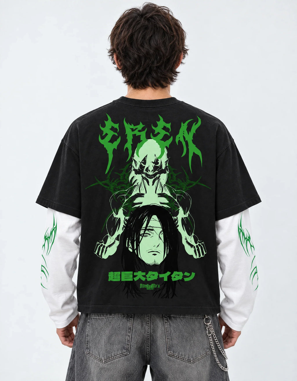 Eren Designed B&W Long Sleeve T-shirt — back view