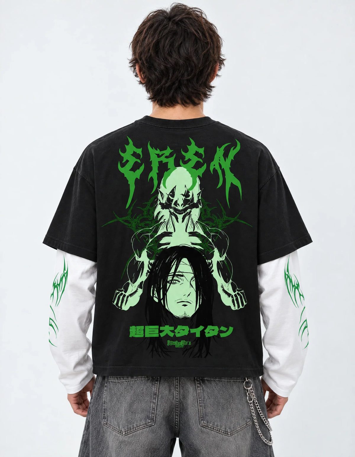 Eren Designed B&W Long Sleeve T-shirt — back view