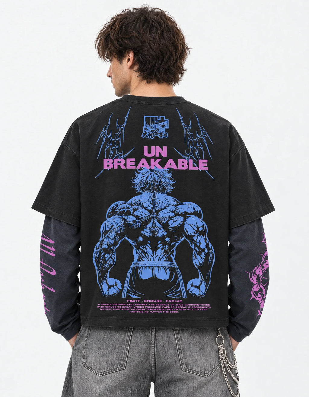 Baki Designed B&G Long Sleeve T-shirt — back view