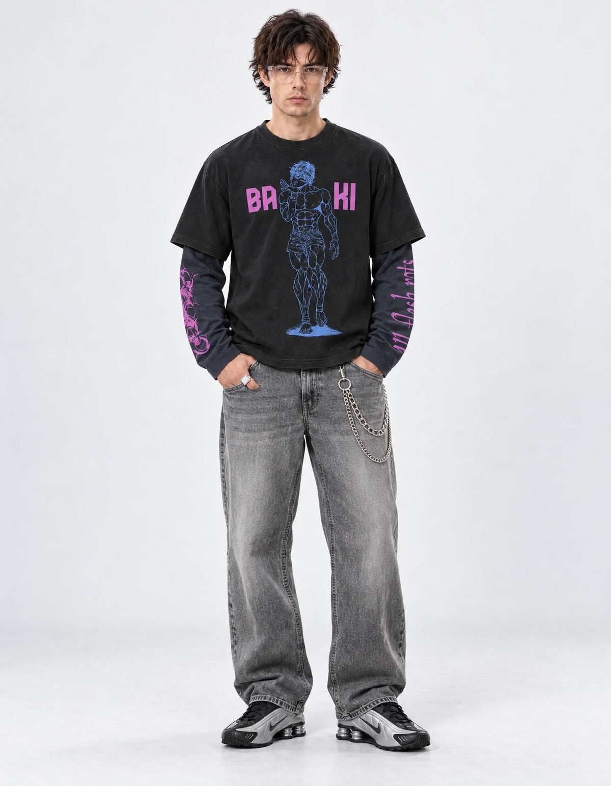 Baki Designed B&G Long Sleeve T-shirt — full-body view