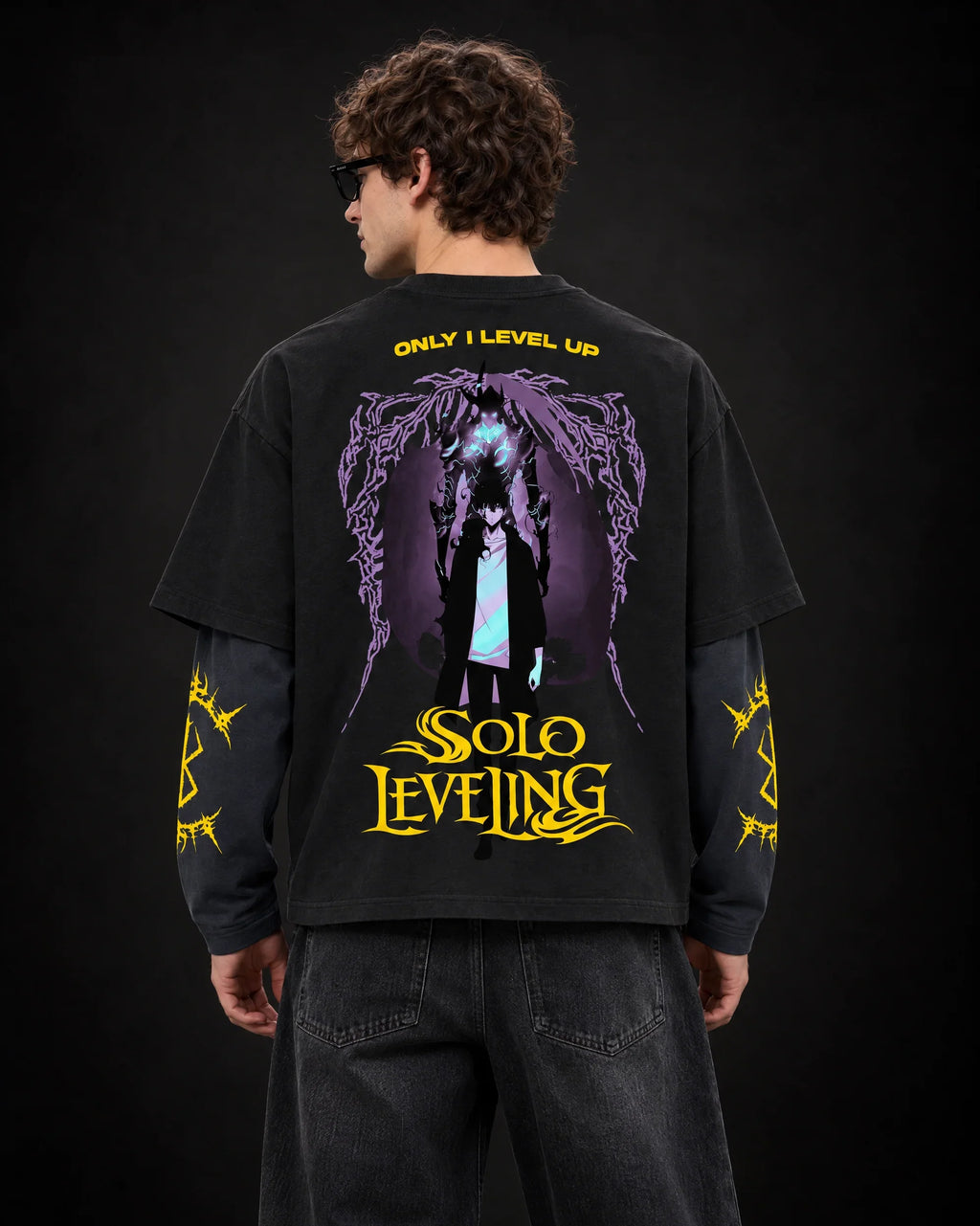 Solo Leveling Designed B&G Long Sleeve T-shirt — back view