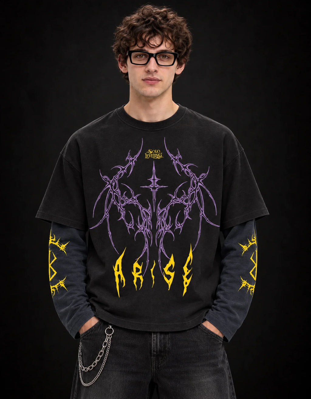 Solo Leveling Designed B&G Long Sleeve T-shirt — front view