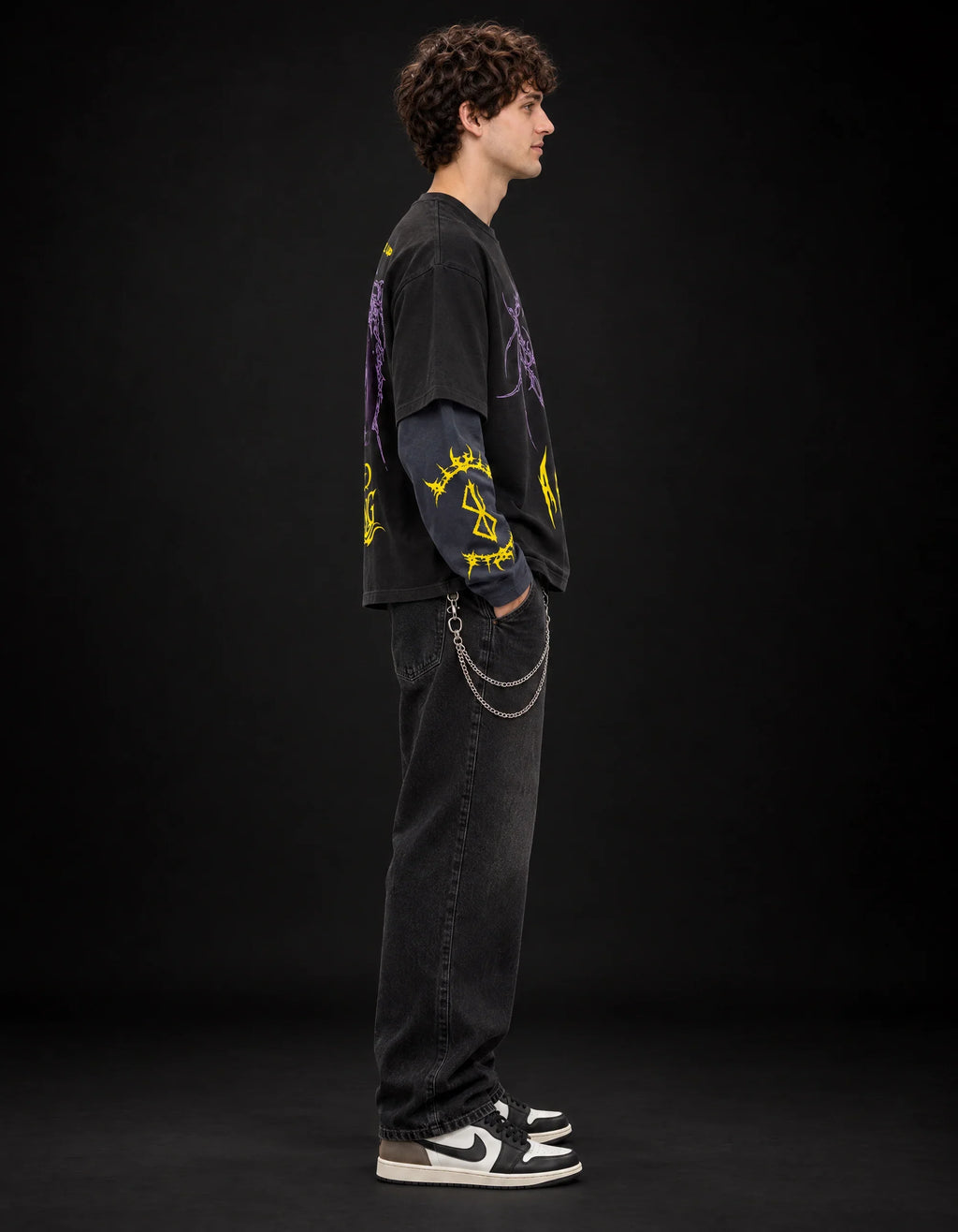 Solo Leveling Designed B&G Long Sleeve T-shirt — side view