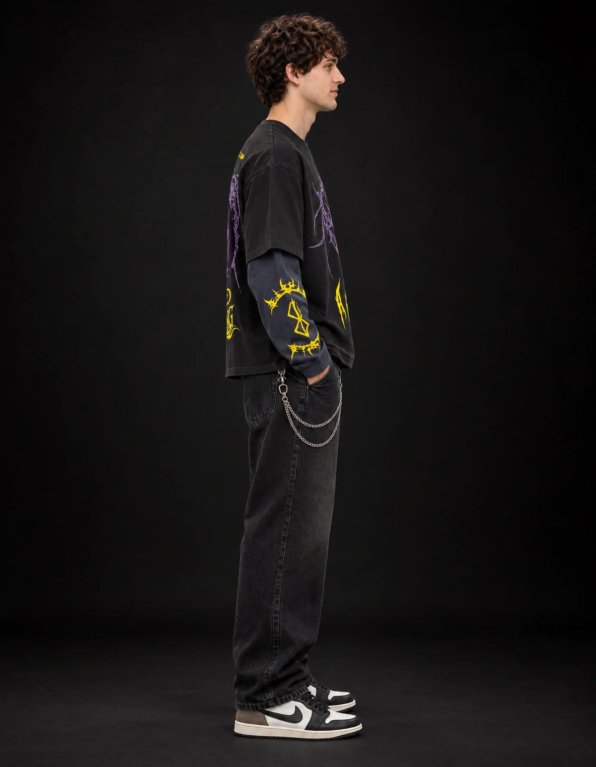 Solo Leveling Designed B&G Long Sleeve T-shirt — side view