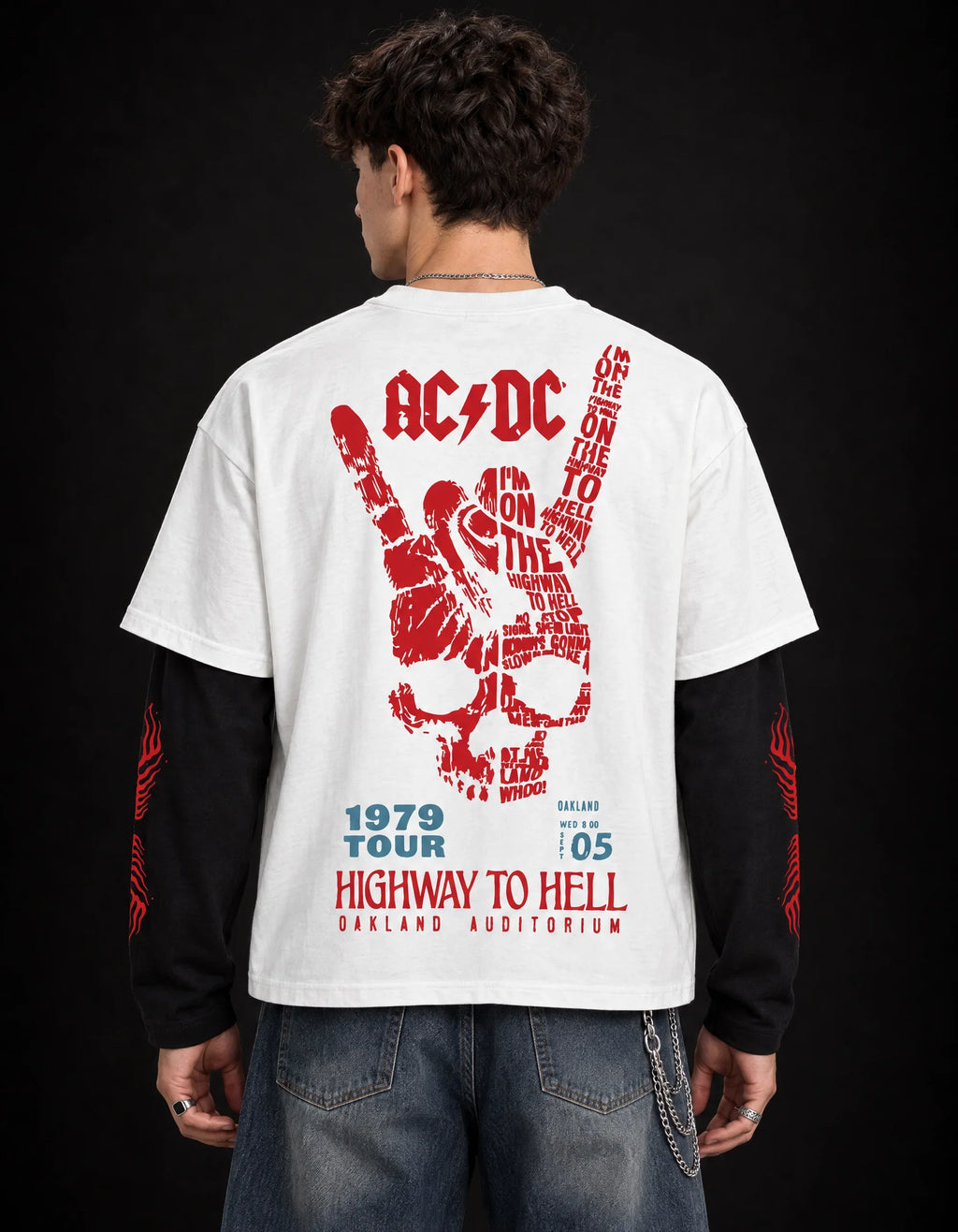 ACDC Bolt Rage ‘79 Oversized LS Tee — back view