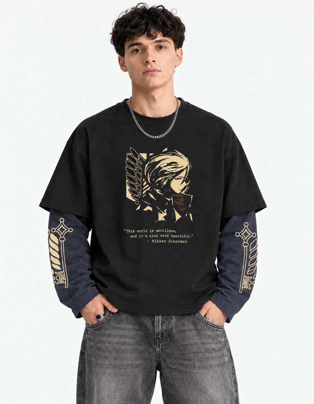 Attack on Titan – Wings of Mikasa LS Tee — front view