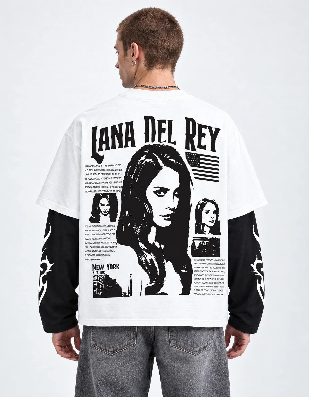 Lana Del Rey Layered Oversized LS T-Shirt — back view