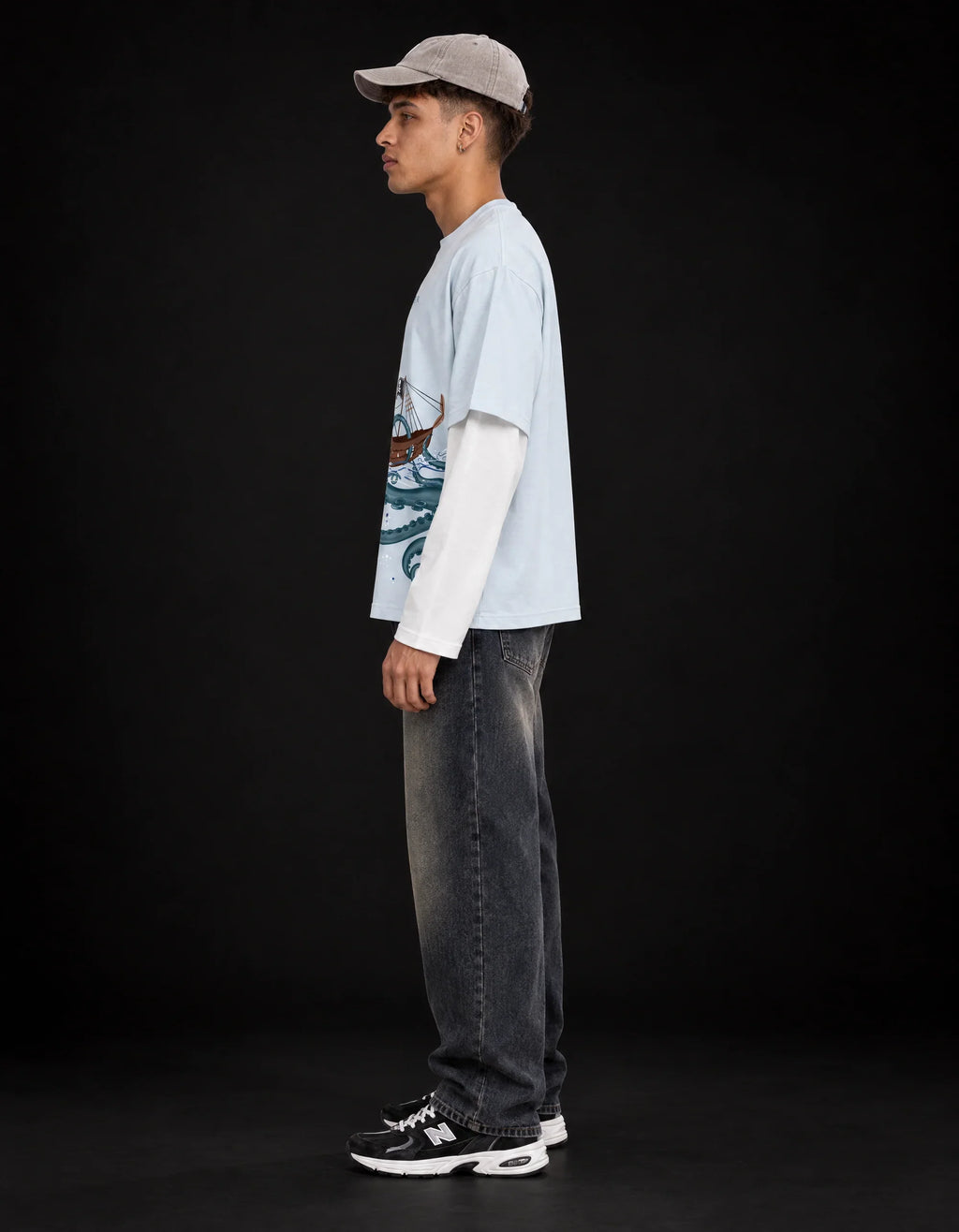 Sea Reaper Layered Oversized Tee — side view
