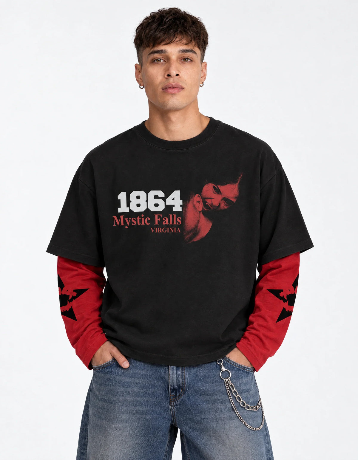 Vampire Diaries Oversized Layered Tee — front view