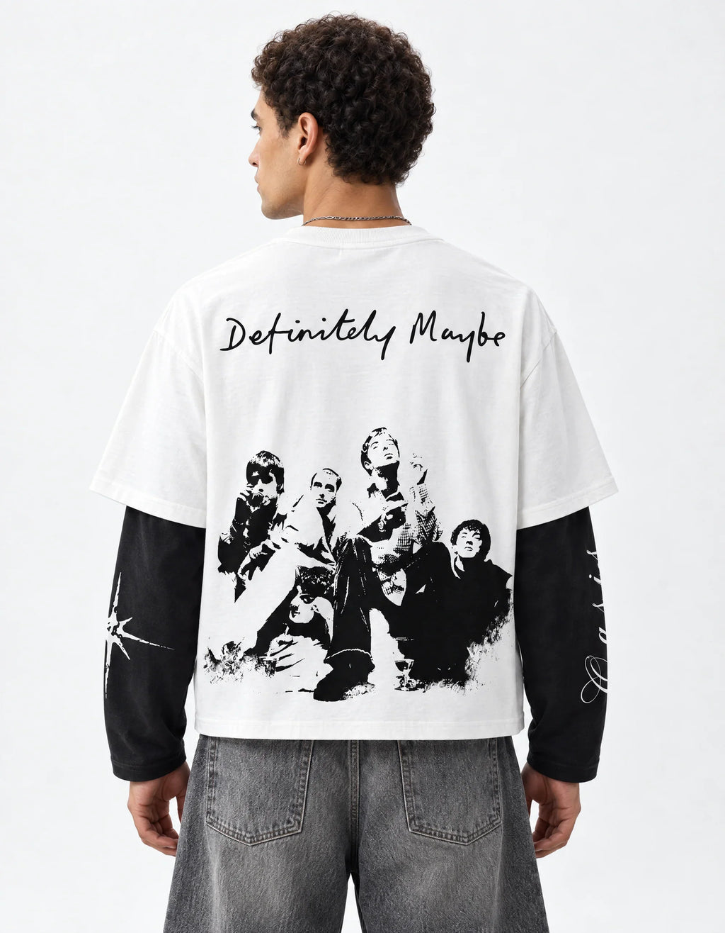 “Definitely Maybe” Layered Oversized T-Shirt. — back view