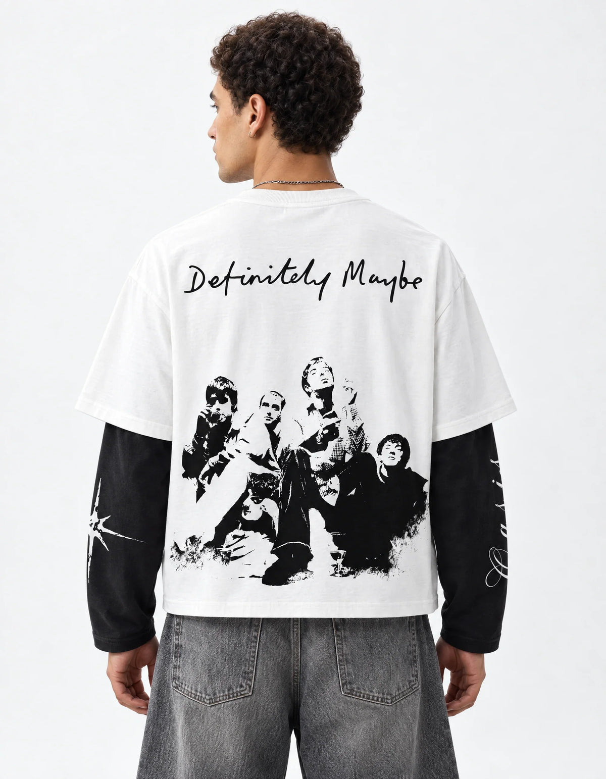 “Definitely Maybe” Layered Oversized T-Shirt. — back view