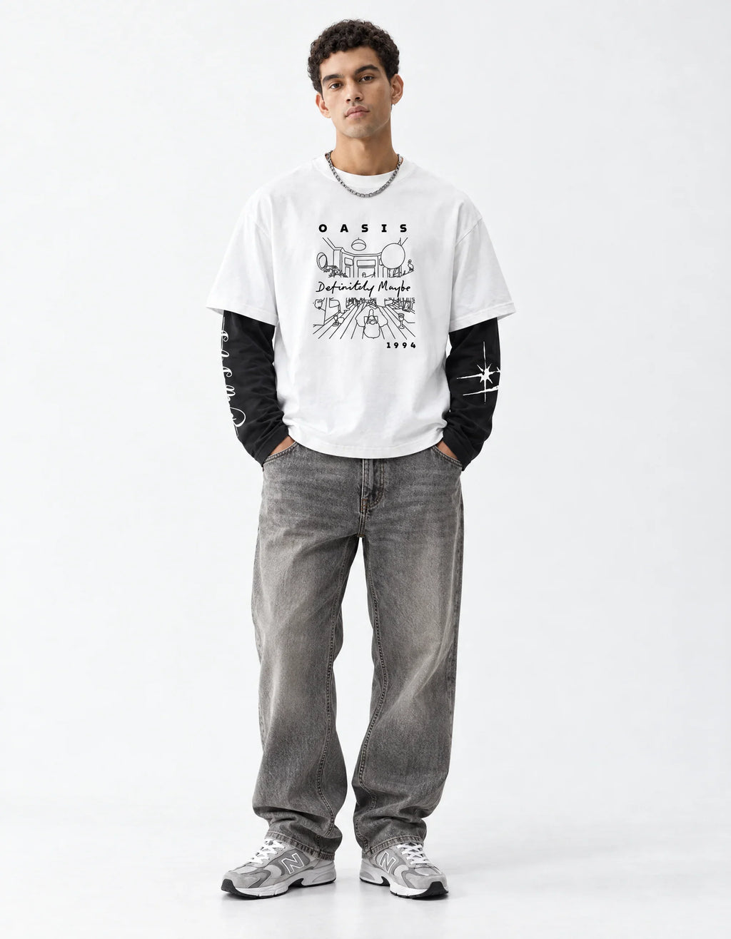 “Definitely Maybe” Layered Oversized T-Shirt. — full-body view