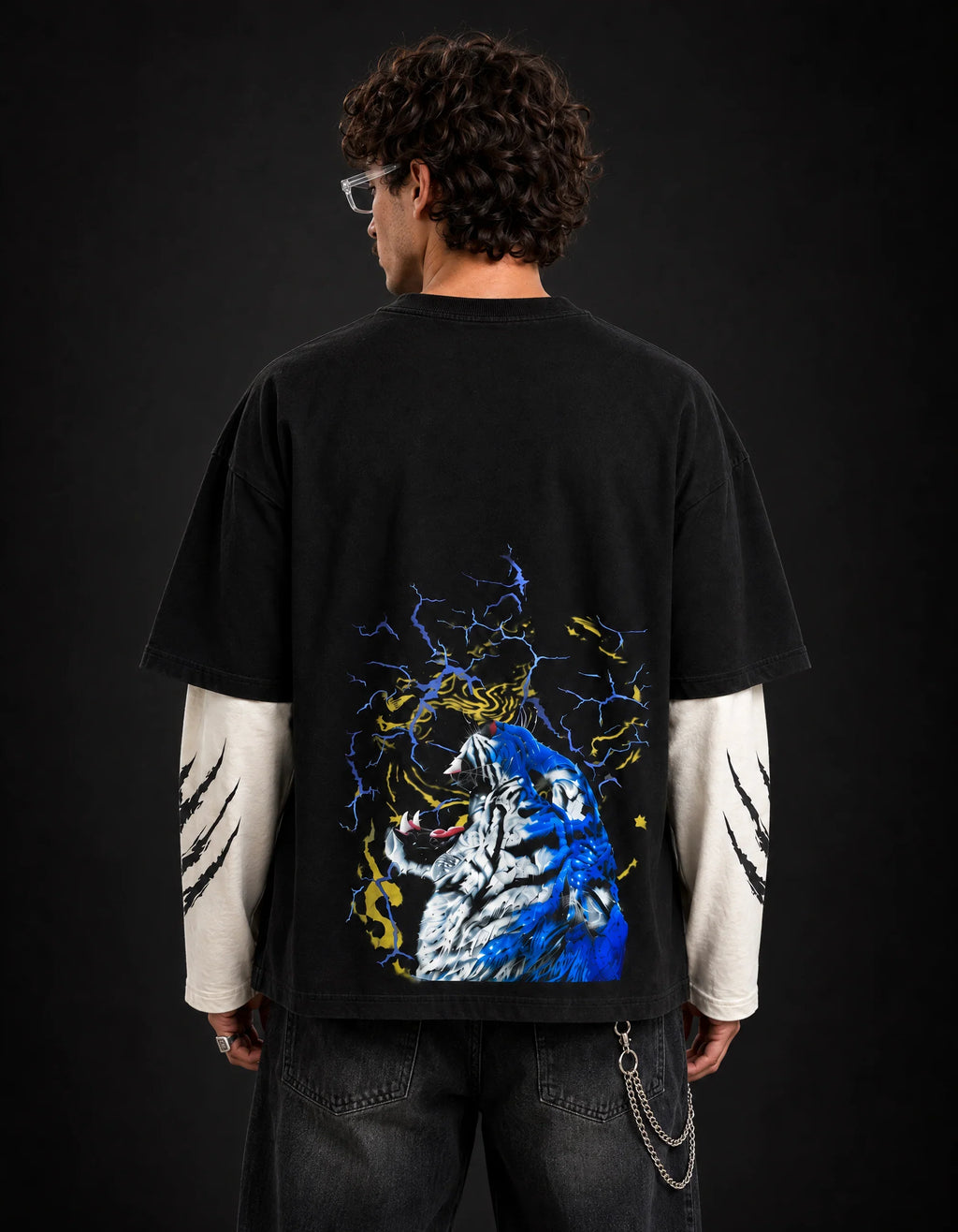 Thunder Tiger Layered Oversized Tee — back view