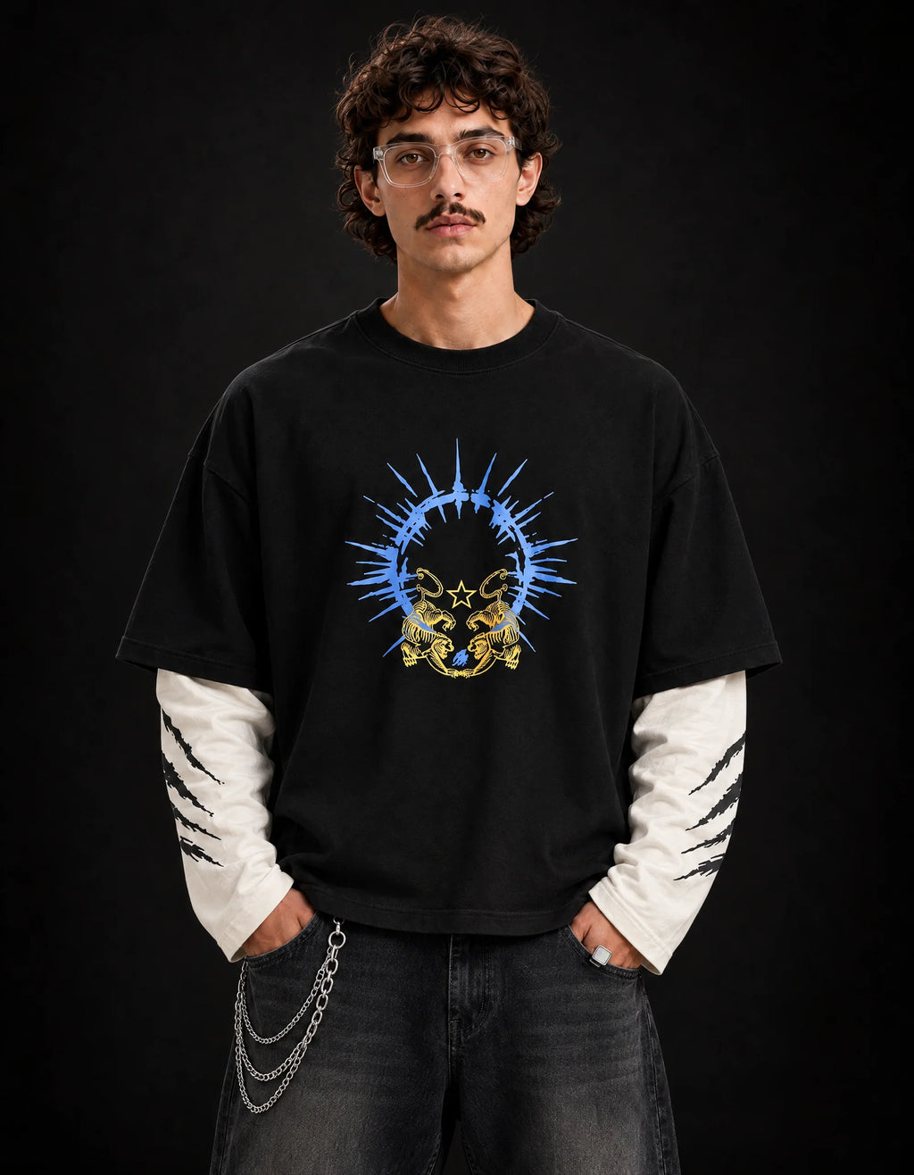 Thunder Tiger Layered Oversized Tee — front view