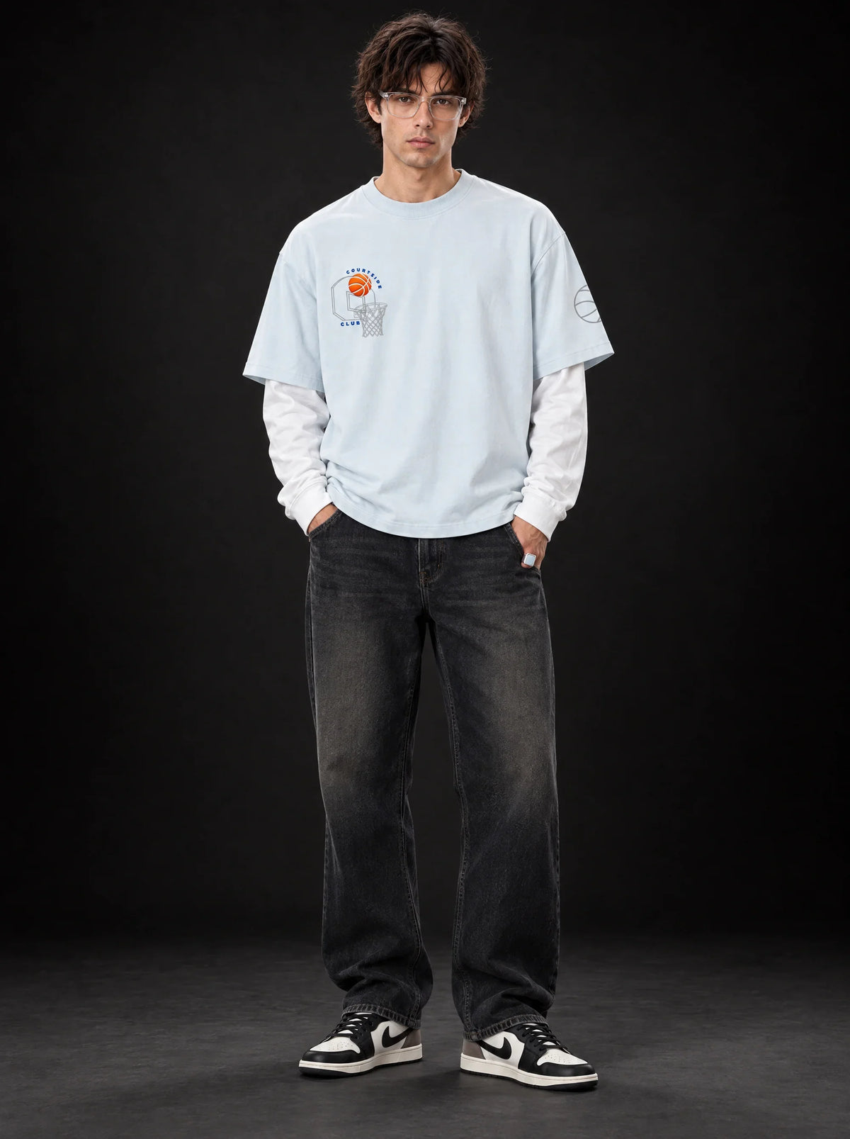 Courtside Flight Layered Tee — full-body view