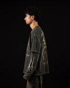 Eternal Dread Acid Wash Oversized Layered T-shirt