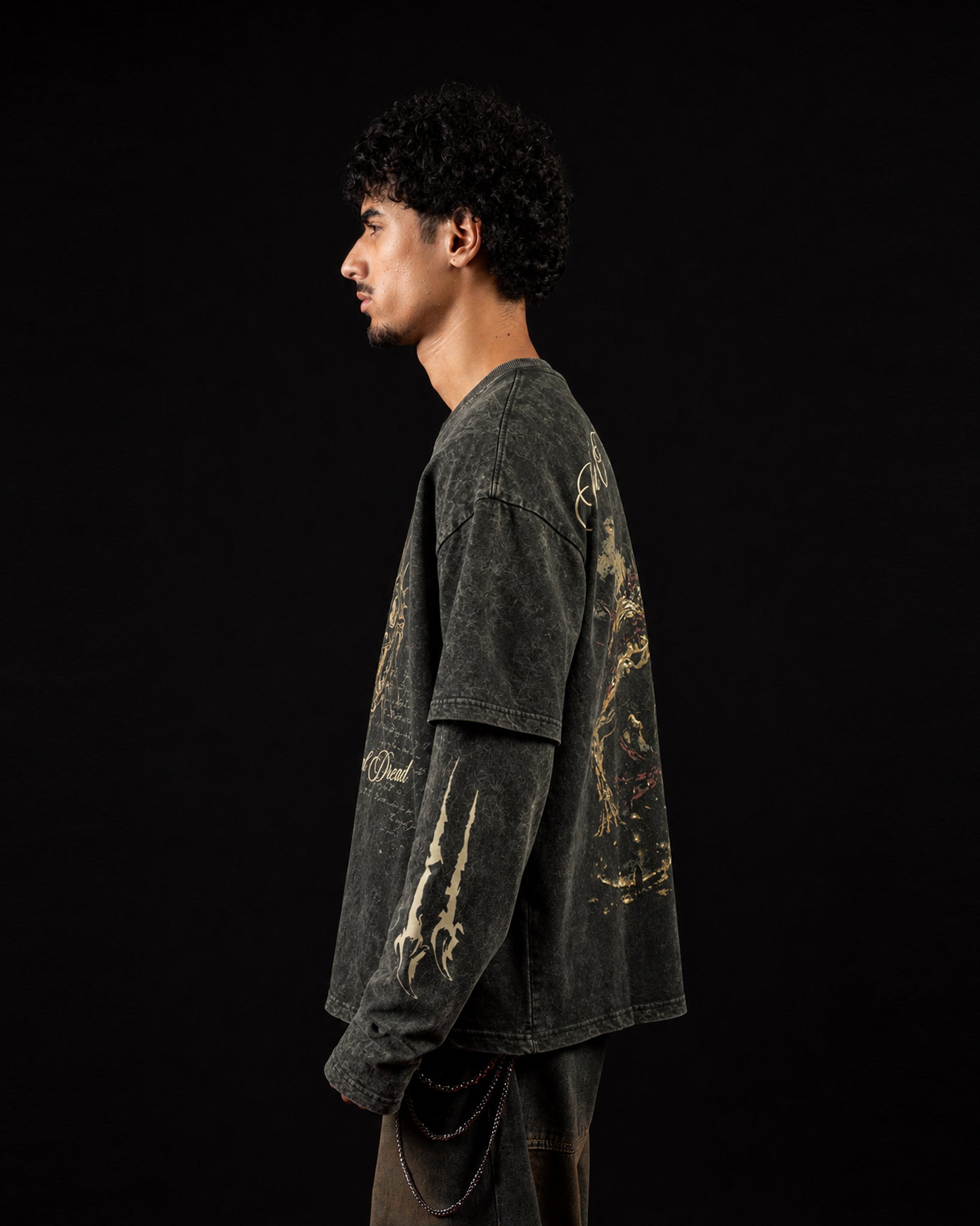 Eternal Dread Acid Wash Oversized Layered T-shirt