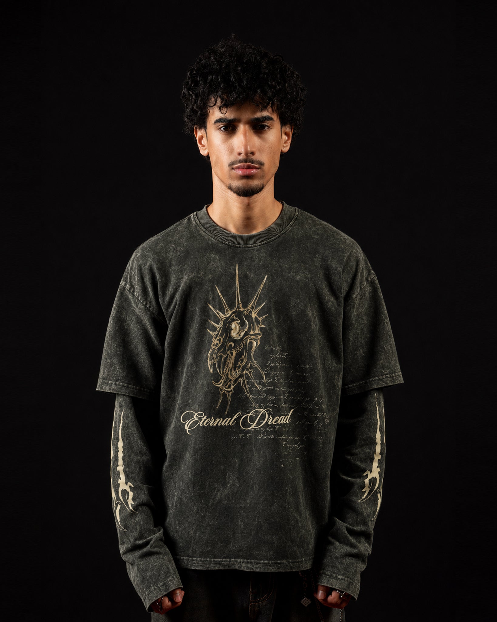 Eternal Dread Acid Wash Oversized Layered T-shirt