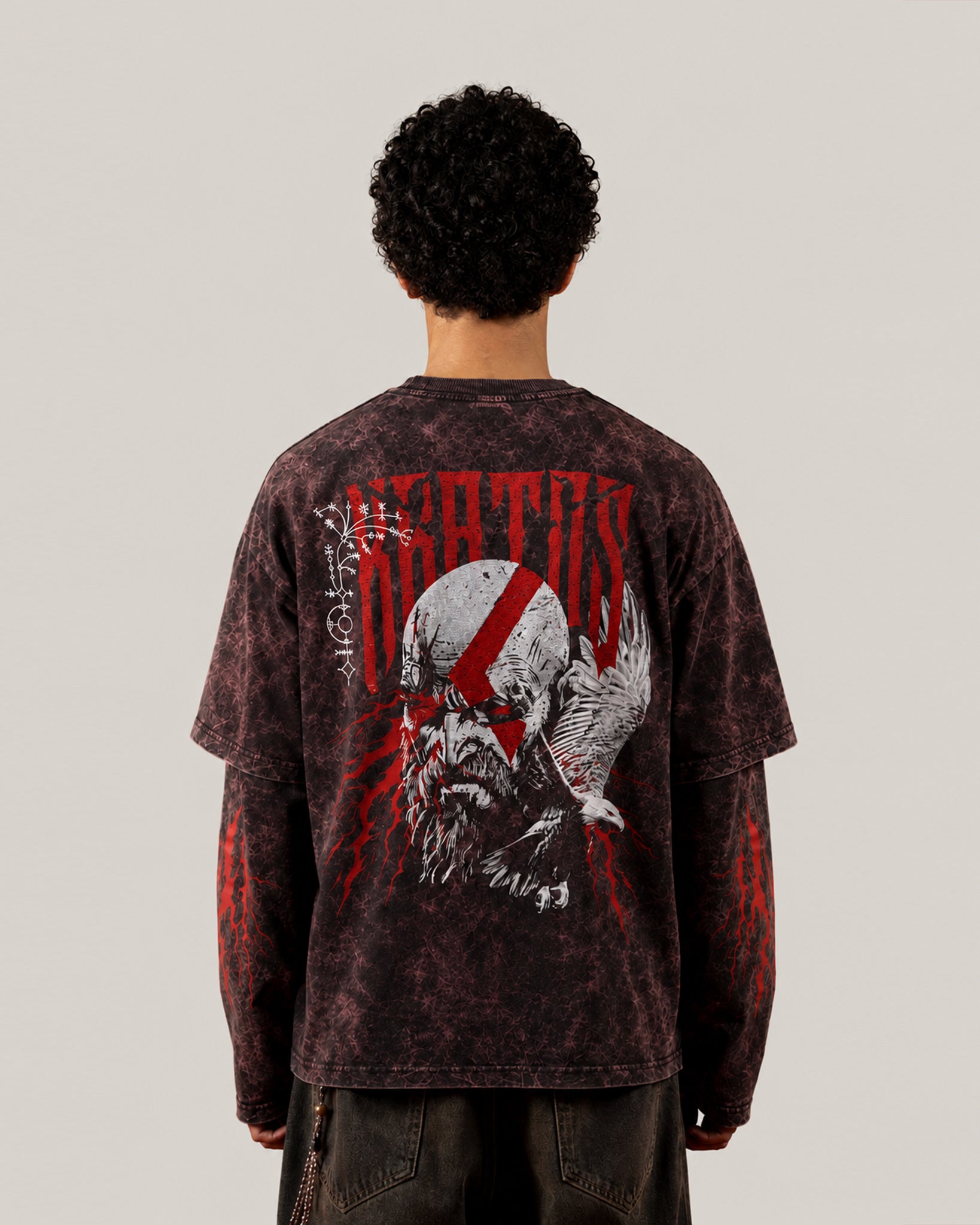 Kratos Acid Wash Layered Full Sleeve Tee