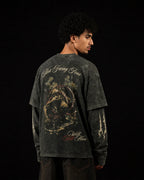 Eternal Dread Acid Wash Oversized Layered T-shirt