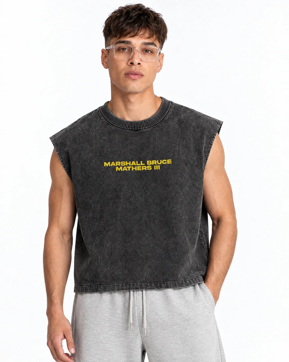 Eminem02 Designed Oversized Vest – front view on model