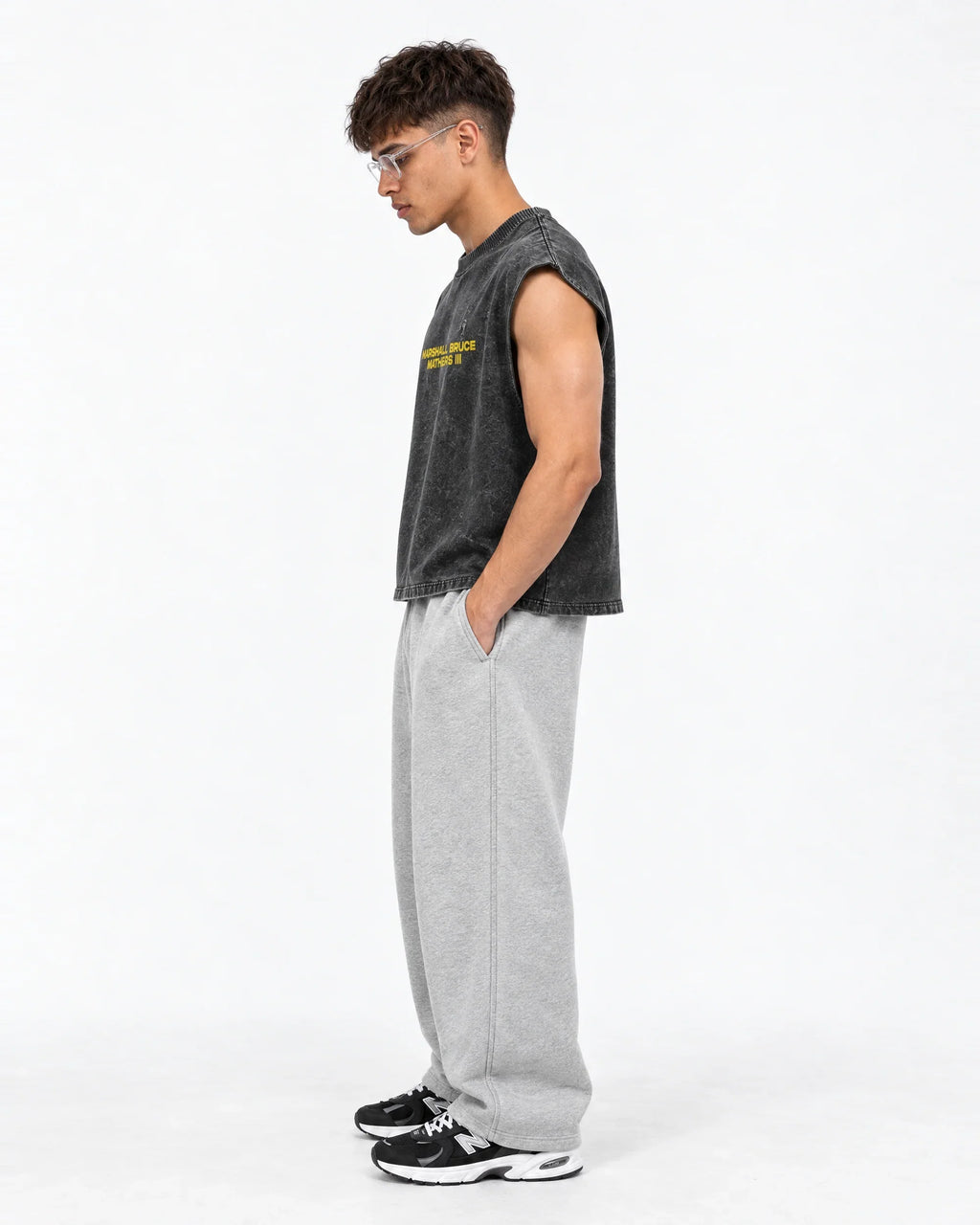 Eminem02 Designed Oversized Vest – side view on model