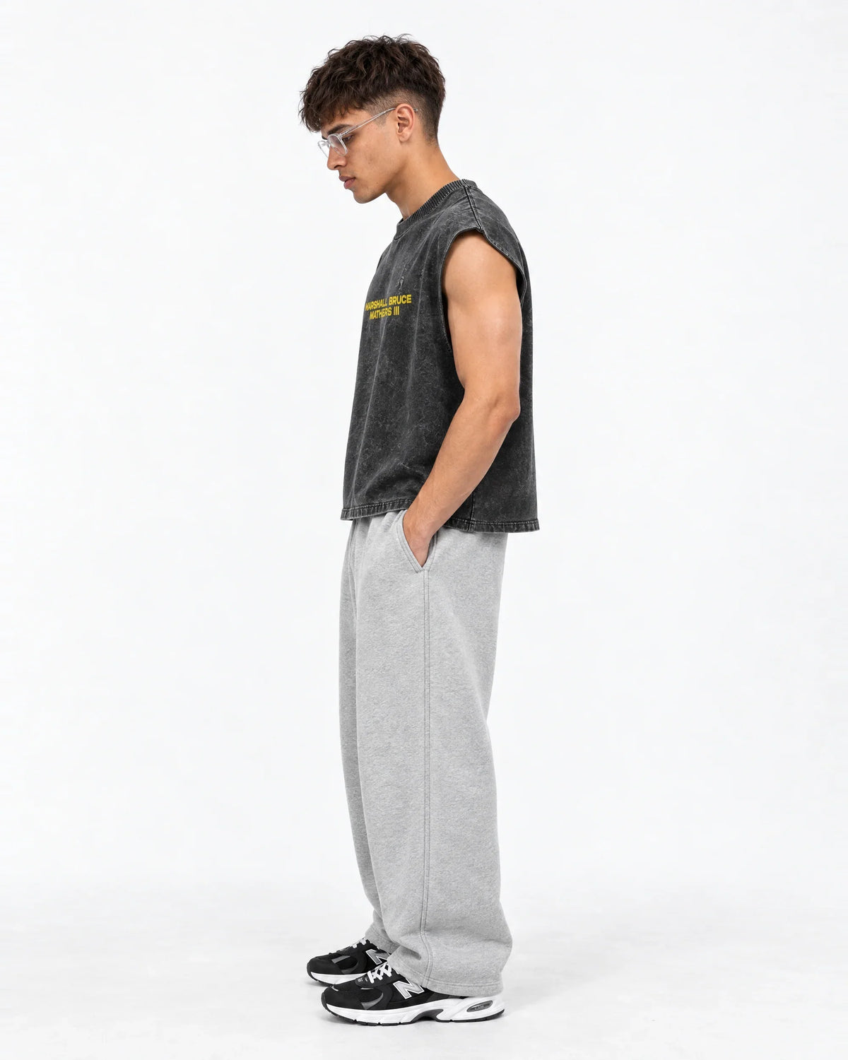 Eminem02 Designed Oversized Vest – side view on model