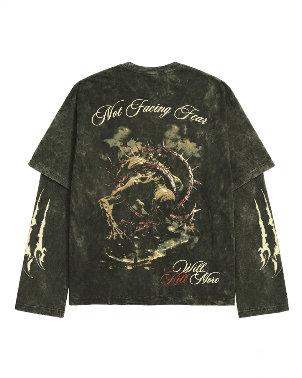 Eternal Dread Acid Wash Oversized Layered T-shirt