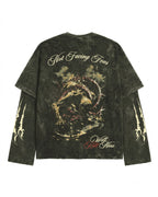 Eternal Dread Acid Wash Oversized Layered T-shirt