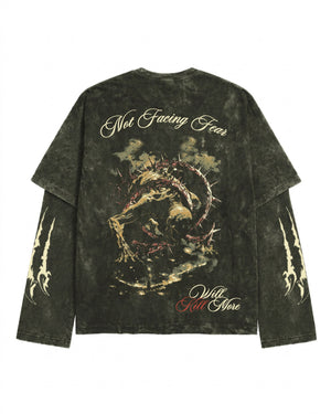 Eternal Dread Acid Wash Oversized Layered T-shirt