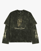 Eternal Dread Acid Wash Oversized Layered T-shirt