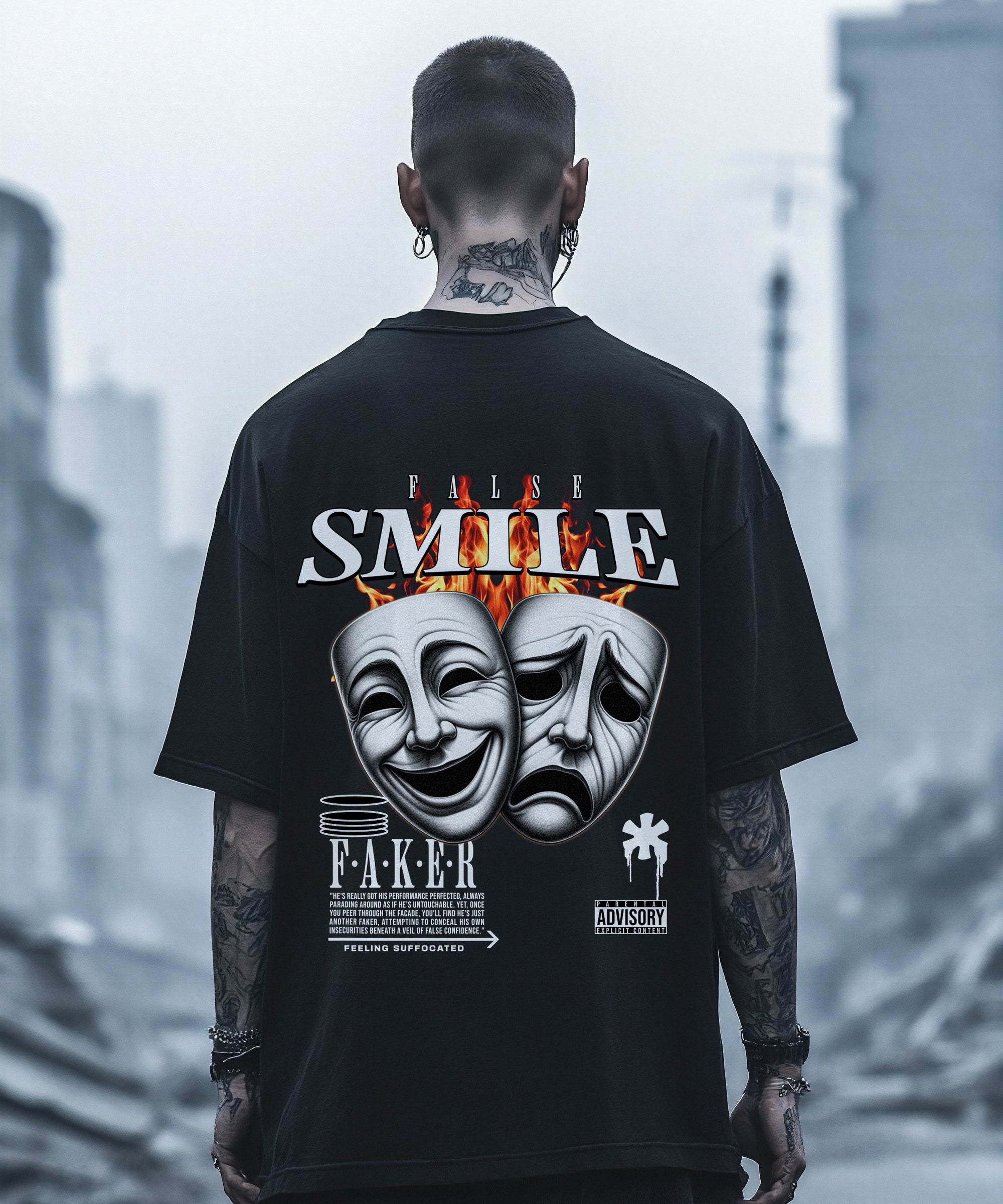 False smile Men's Oversized T-shirt - Jnorss