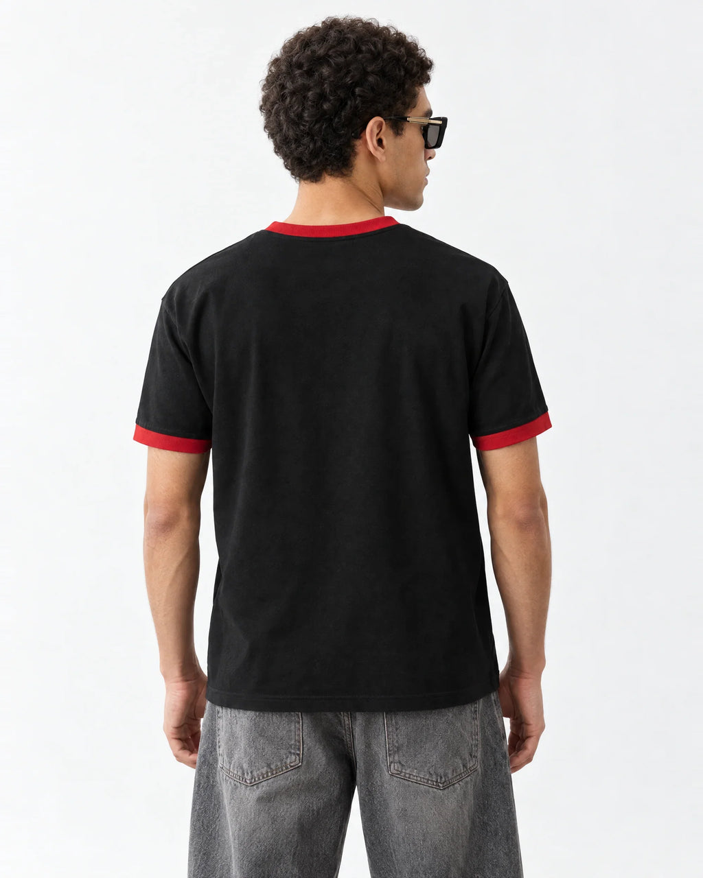 Focus Bitch Ringer Tee — back view on model