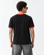 Focus Bitch Ringer Tee — back view on model
