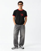 Focus Bitch Ringer Tee — full-body front view on model
