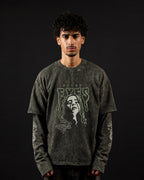 Ocean Eyes Acid Wash Layered Full Sleeve Oversized T-shirt