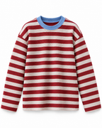 Brick Red & Cream Striped Tee