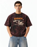 Goku Thunder Acid Wash Oversized T-Shirt — front view
