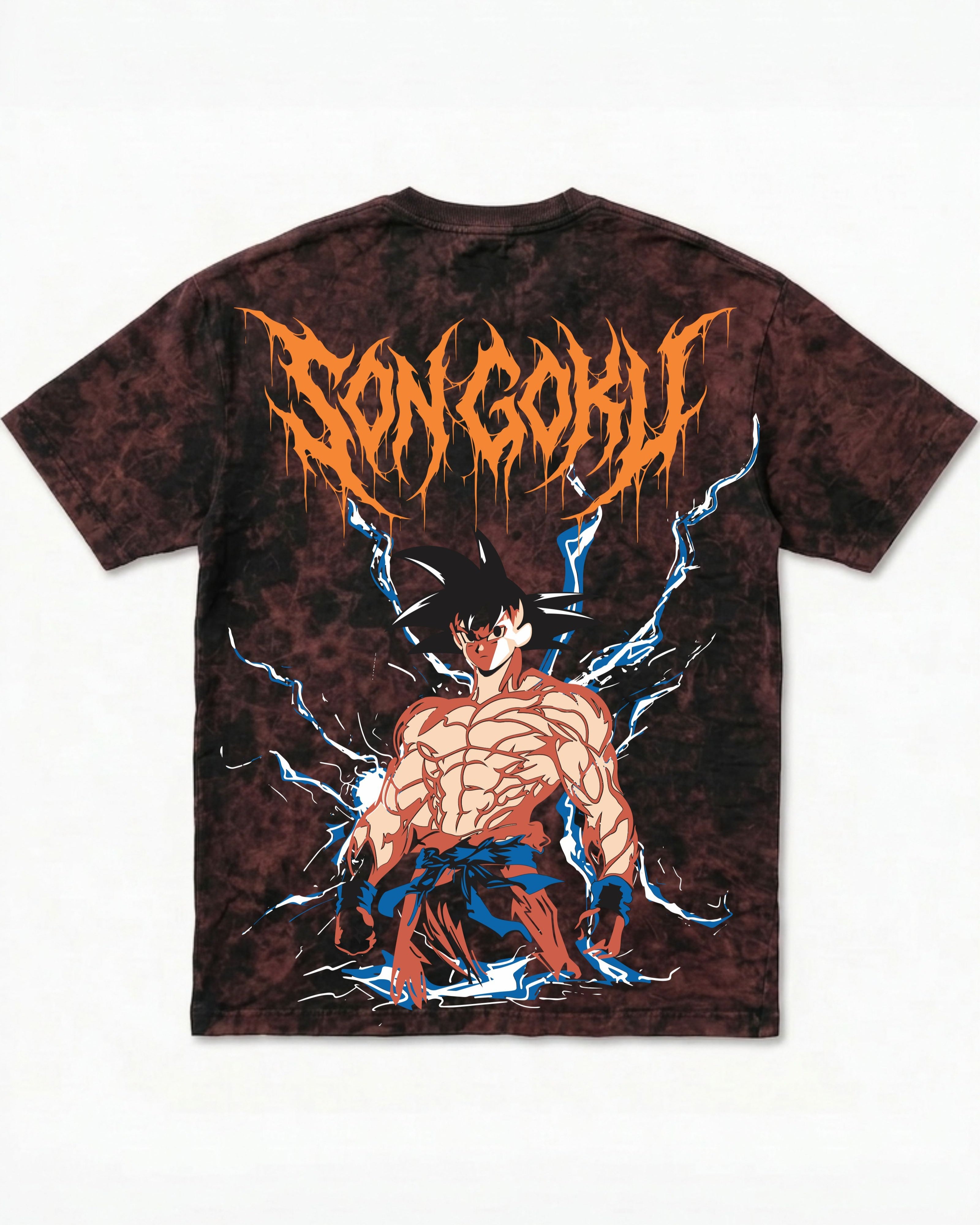 Goku Thunder Acid Wash Oversized T-Shirt