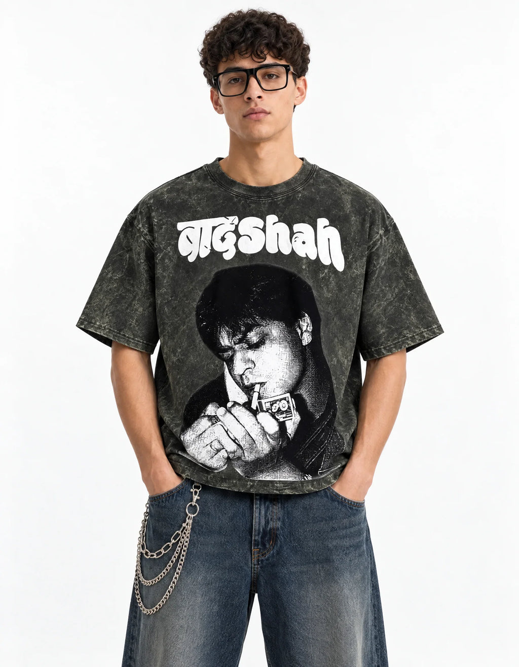 SRK Vintage Smoke Boxy Acid Wash Tee