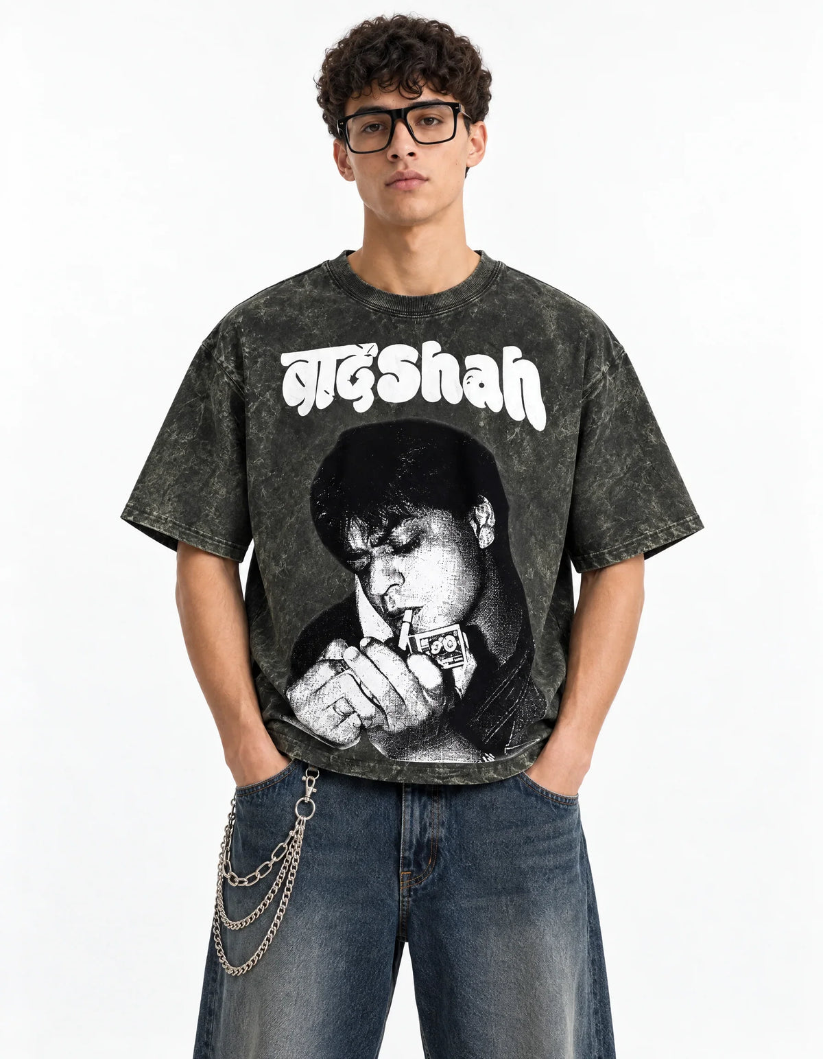 SRK Vintage Smoke Boxy Acid Wash Tee