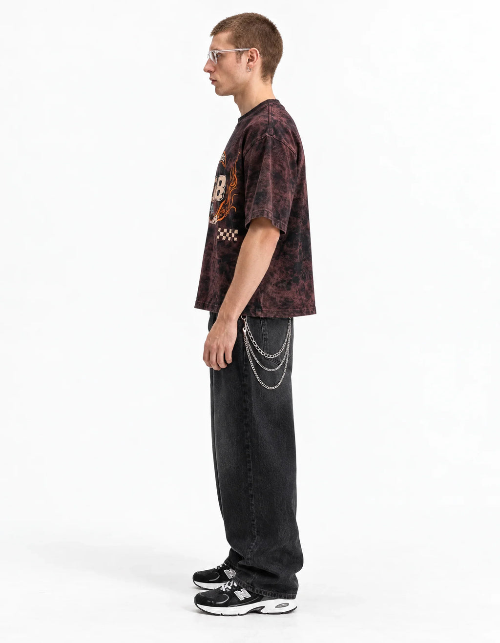 Hot Wheels Drift Legends Acid Wash Oversized Tee — side view