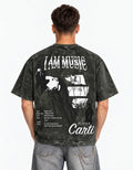 I Am Music Boxy Acid Wash Tee — back view