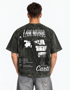 I Am Music Boxy Acid Wash Tee — back view
