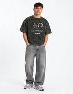 I Am Music Boxy Acid Wash Tee — full-body view