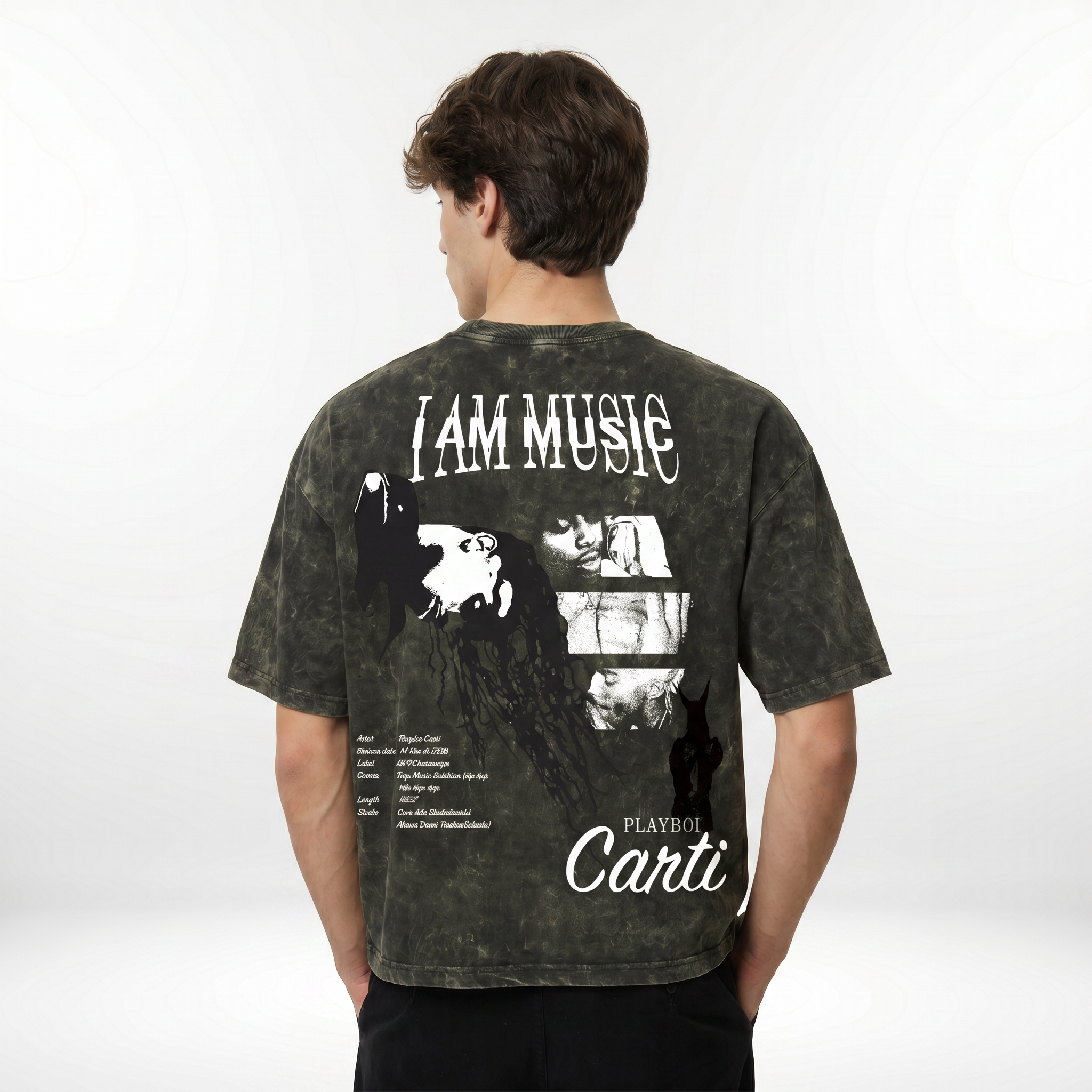 I Am Music Boxy Acid Wash Tee