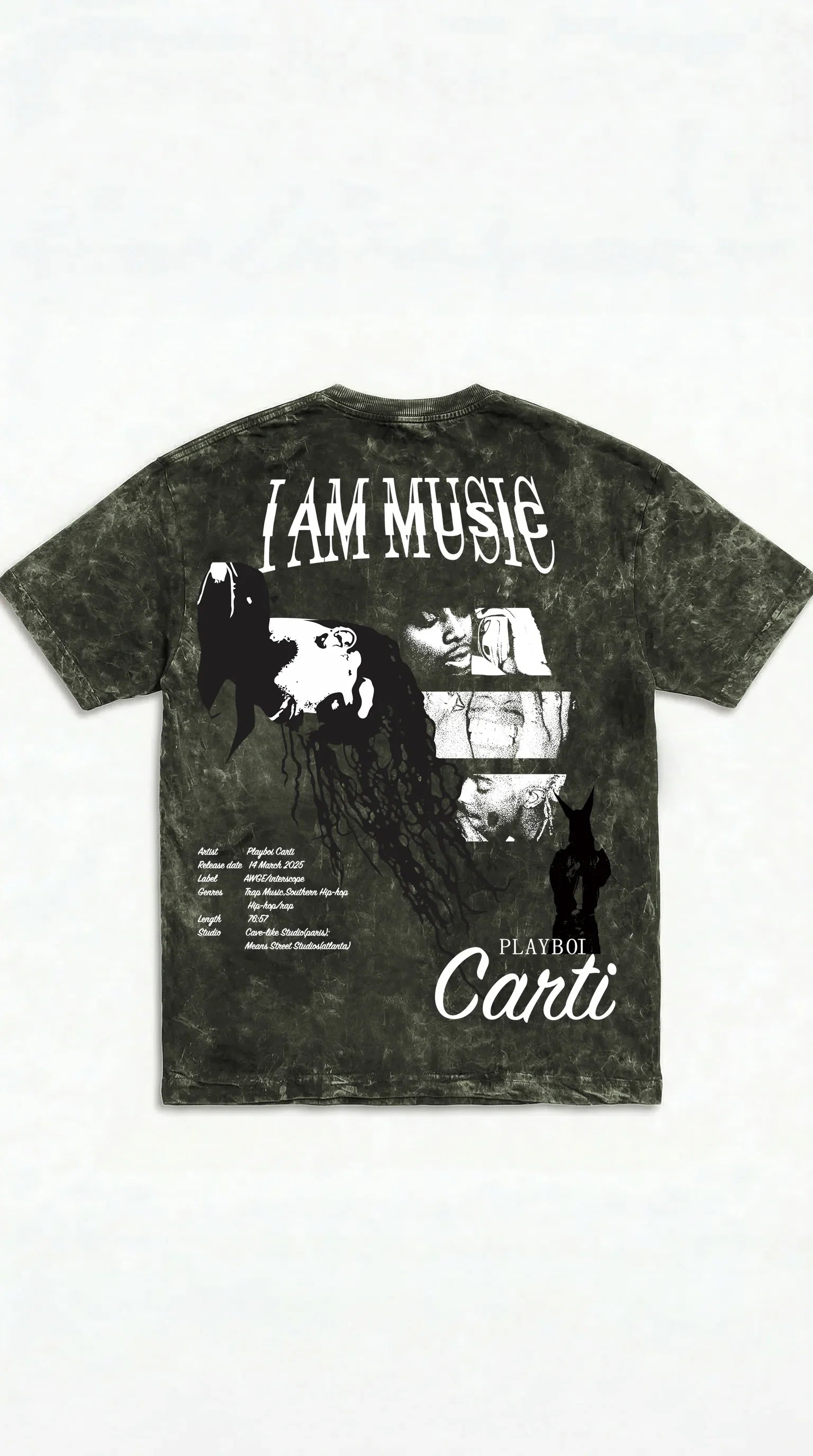 I Am Music Boxy Acid Wash Tee